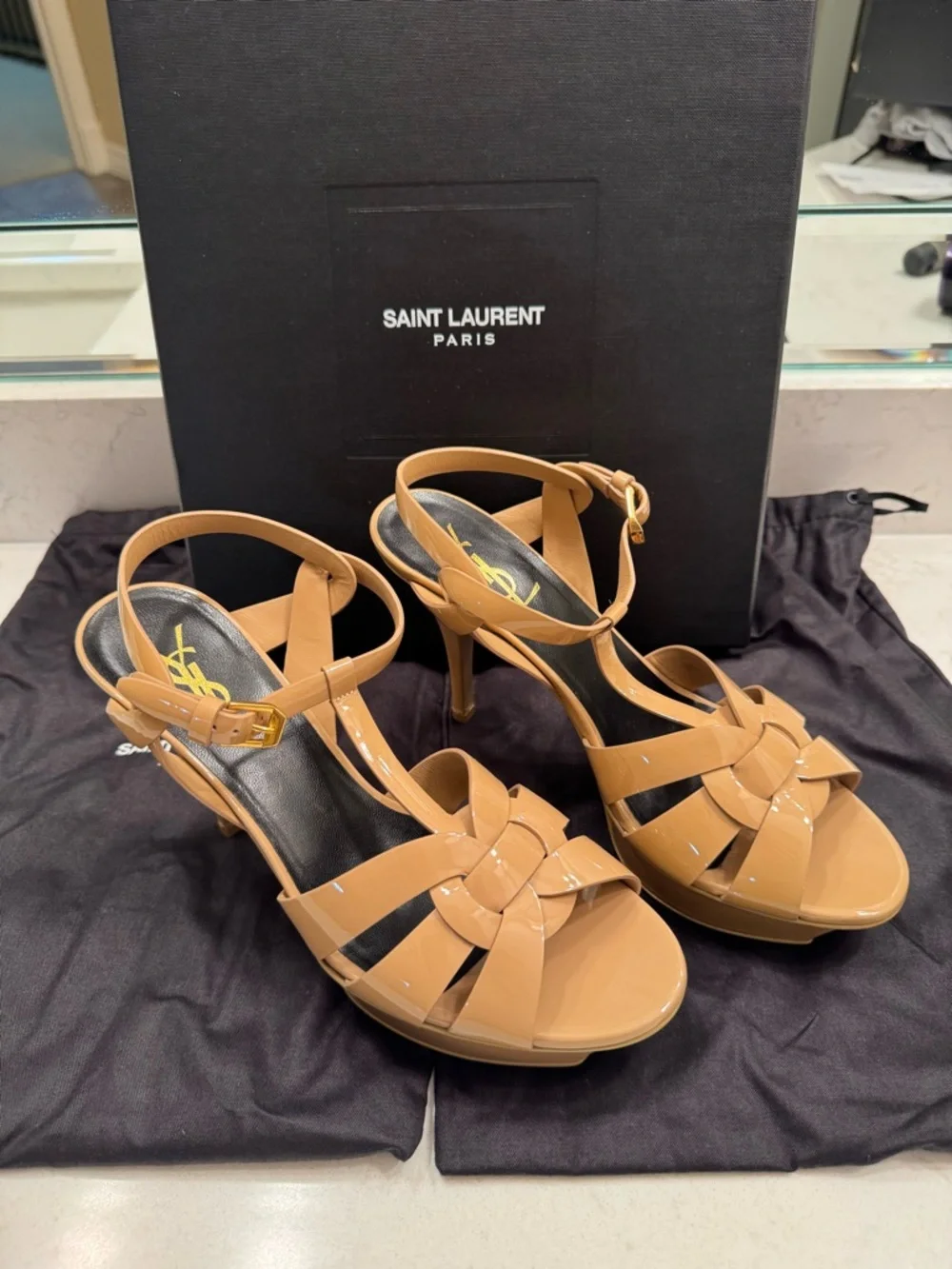 Saint Laurent Tribute Patent Leather Platform Heels - Picture 6 of 10